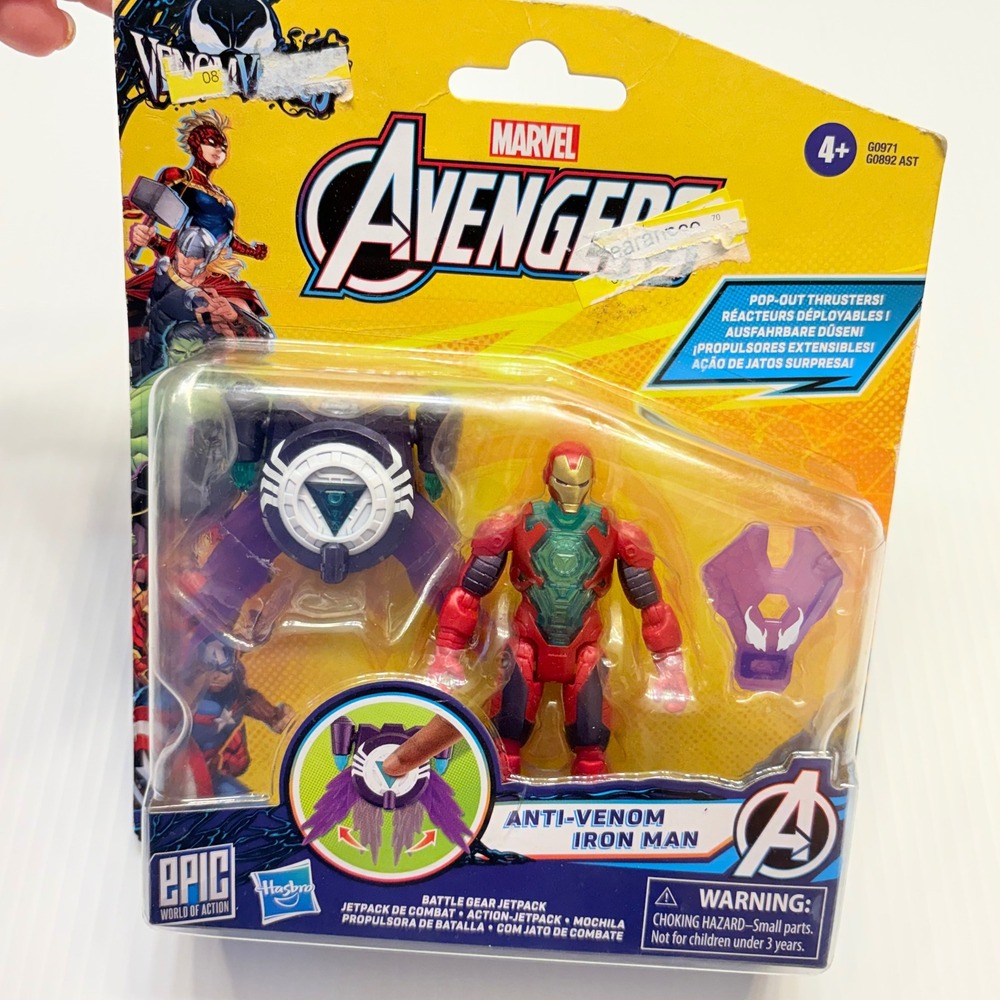 Hasbro Marvel Avengers‎ Anti-Venom Iron Man 4" Red Teal Battle Gear Jetpack NEW